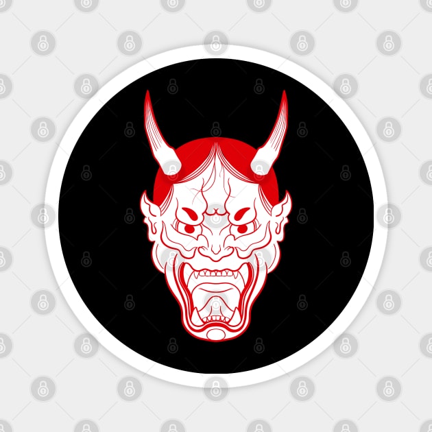 Oni mask Japanese Tattoo Demon Magnet by Trippycollage